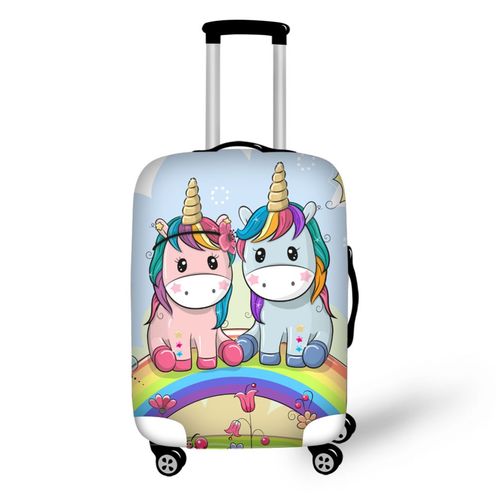 Travel Accessories To 3D Print - 3D การ์ตูนยูนิคอร์นรูปแบบพิมพ์กระเป๋าเดินทางกระเป๋าเดินทางฝาครอบป้องกันยืดแบบพกพากระเป๋าเดินทางครอบคลุม
