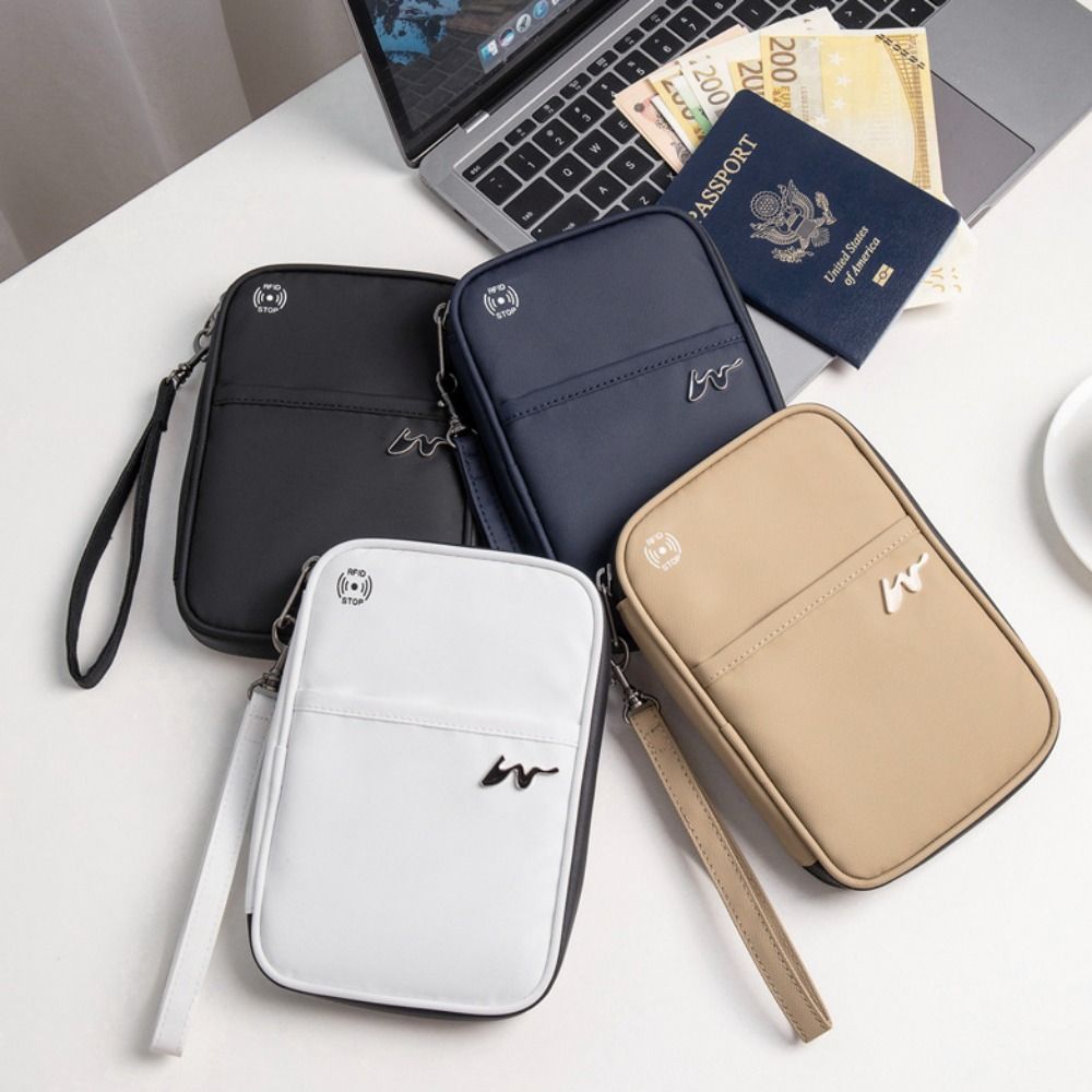 Travel Accessories Passport Holder - กระเป๋าใส่บัตรโพลีเอสเตอร์แบบพกพาความจุขนาดใหญ่มีซิป RFID กระเป๋าเก็บบัตรกันน้ำใส่หนังสือเดินทางเวลาเดินทางใช้ได้ทั้งชายและหญิง