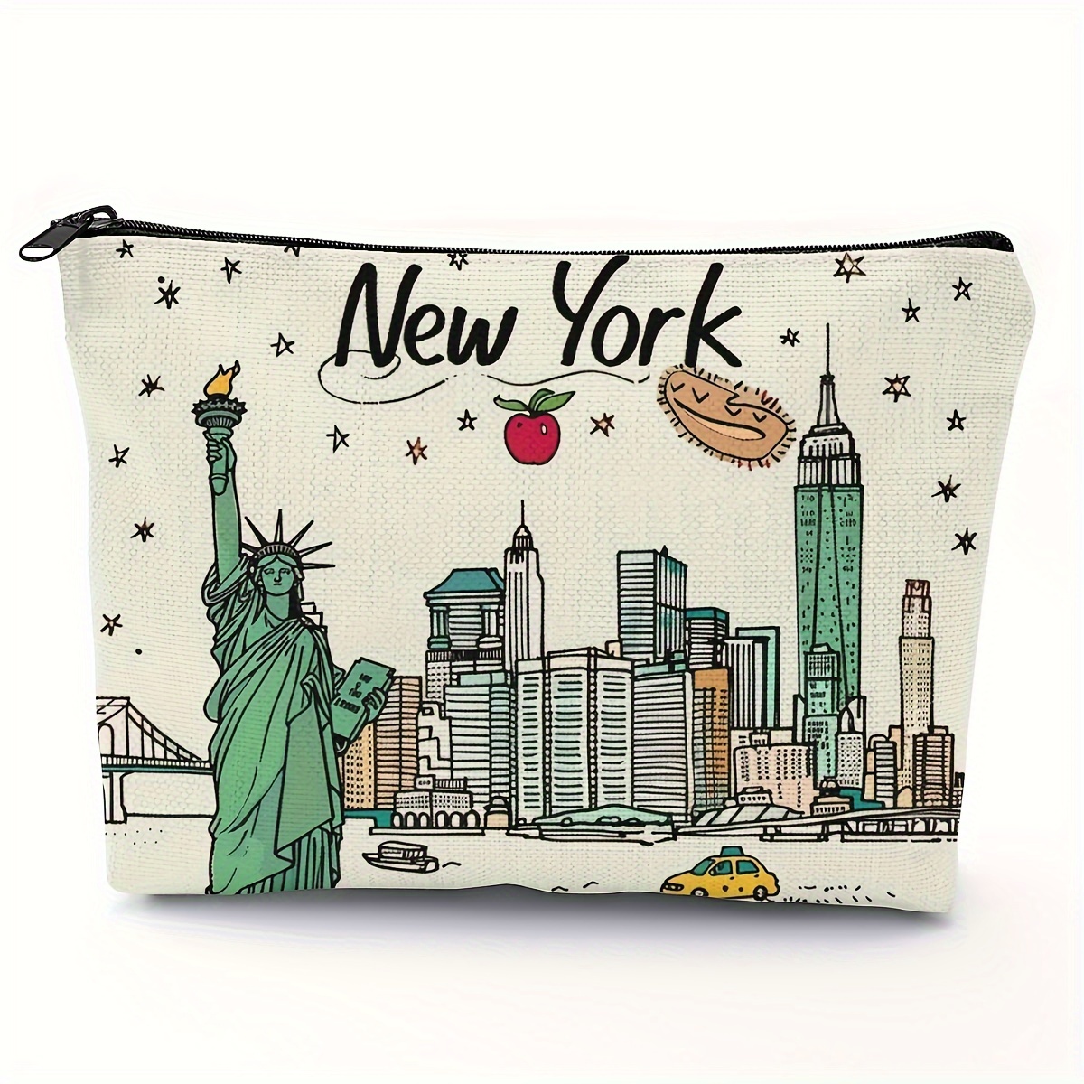 Travel Accessories New York - กระเป๋าซิปเก๋ไก๋น่ารักสไตล์นิวยอร์ก 1 ชิ้น กระเป๋าเครื่องสำอางสำหรับเดินทาง กระเป๋าถือ กระเป๋าใส่เครื่องสำอางอเนกประสงค์