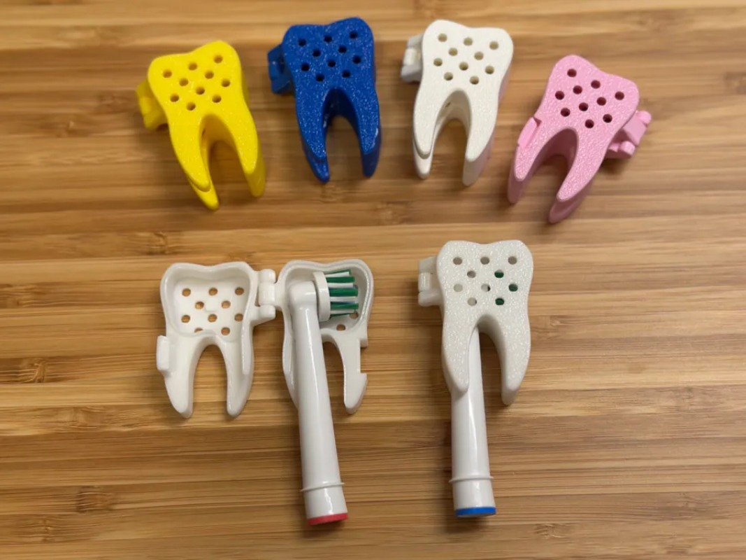 Travel Accessories To 3D Print - ฝาครอบป้องกันรูปฟันน่ารักพิมพ์ 3 มิติสำหรับหัวแปรงสีฟันออรัลบีแบบพกพา กระเป๋าเดินทางกันฝุ่น อุปกรณ์เสริมดีไซน์สนุกสนาน