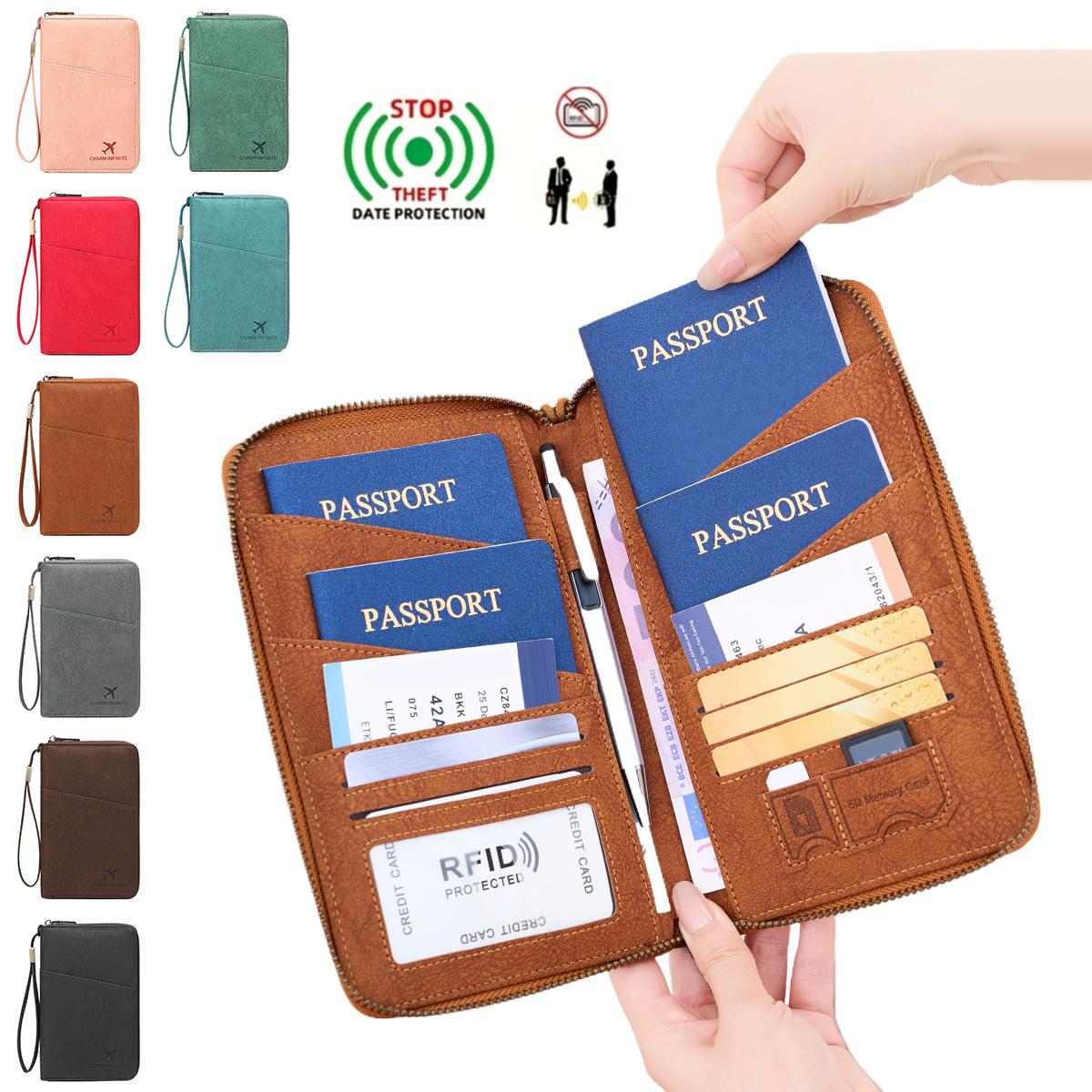 Travel Accessories Passport Holder - · กระเป๋าใส่หนังสือเดินทางแบบ RFID ป้องกันการโจรกรรม รุ่นใหม่ สำหรับเดินทาง