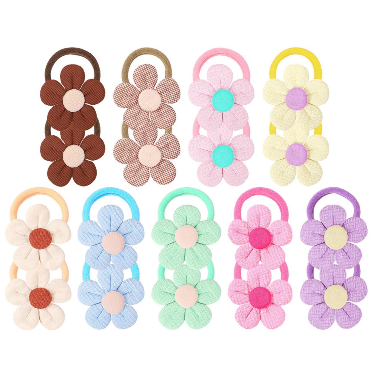 Travel Accessories Kids - ที่คาดผมลายดอกทานตะวัน 18 ชิ้น สำหรับเด็กผู้หญิง ยางรัดผมไนลอน ที่คาดผมดอกไม้