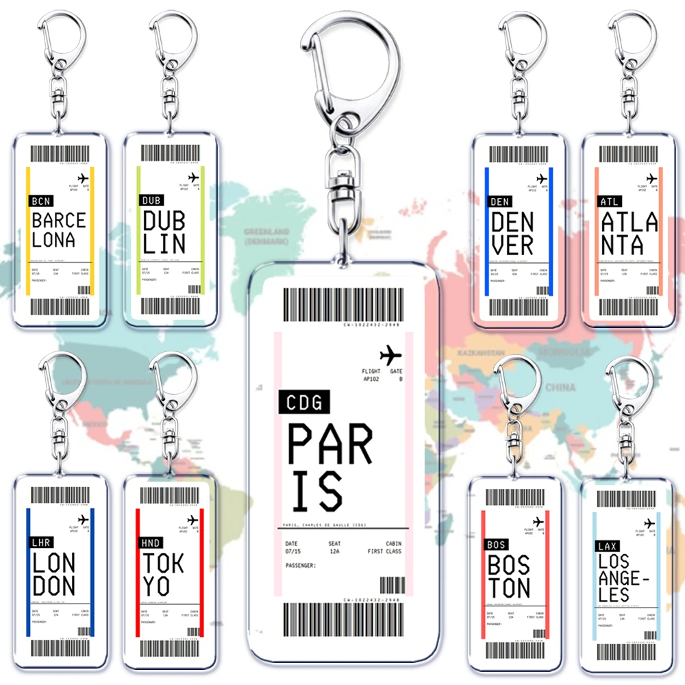 Travel Accessories New York - ตั๋วเครื่องบิน Boarding Pass พวงกุญแจบอสตันปารีสโตเกียวนิวยอร์กพวงกุญแจสําหรับอุปกรณ์เสริมกระเป๋า Key Chain