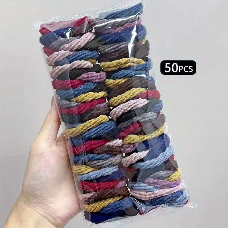 50 ชิ้น ยางรัดผมไนลอนซาตินสีดำ - Travel Accessories For Girls บทวิจารณ์และราคา